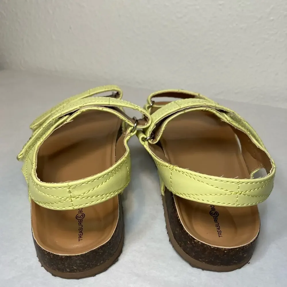 Treasure & Bond Lime green girls strap sandals summer shoes play wide‎ foot